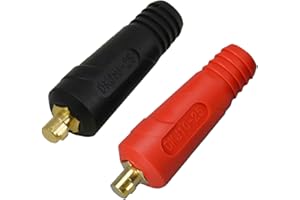 RIVERWELD TIG Welding Cable Panel Connector Plug DKJ10-25 200Amp with Red and Black Color Dinse-Style Quick Fitting 2pcs