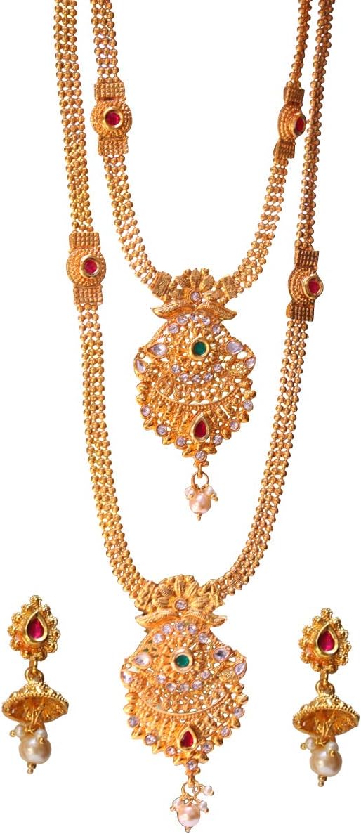 Swarajshop Traditional Green Maroon Necklace Jewelry for Women