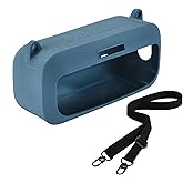 Silicone Protective Case for Bose SoundLink Plus Speaker, Shockproof Travel Cover with Adjustable Shoulder Strap, Portable Carrying Sleeve for Bluetooth Speakers (Blue)