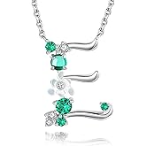 VIKI LYNN Initial Necklace for Women 925 Sterling Silver Letter A to Z Pendant Necklace with Green Cubic Zirconia Mother’s Day Anniversary Graduation Charm Jewelry Gift for Women, Mom, Wife, Friend
