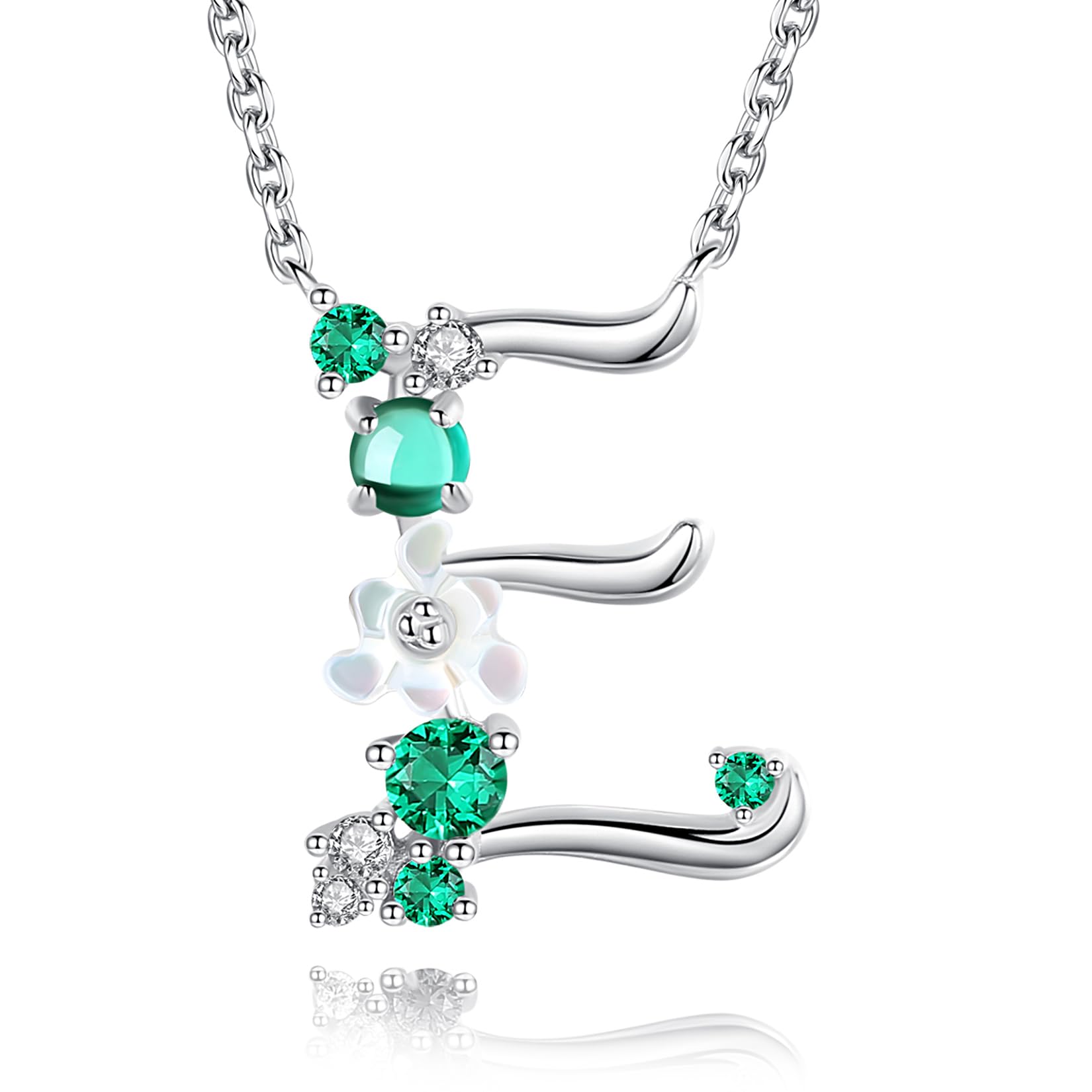 VIKI LYNN Letter E Initial Necklace 925 Sterling Silver Cubic Zirconia Personalised Alphabet Charm Pendant Necklace for Girls — image 1