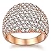 White Diamond Accent Dome Ring - Cluster Cubic Zirconia Paved Statement Wide Bands Size 5-11 (Rose Gold, 11.)