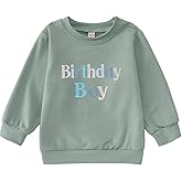 AG AGUU Birthday Outfit for Toddler Boys Embroidered Print Sweatshirt Baby Boy Birthday Gift Shirts Long Sleeve Fall Clothes