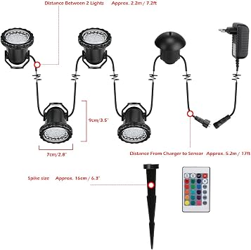 Lugar Ligero RGB LED Submarino Luces Luz subacuática de la ...