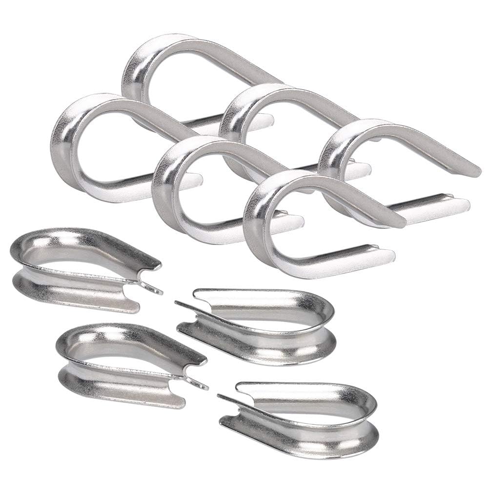 IMAGINE 10 Pack 304 Stainless Steel Heart Thimbles, Cable Rigging Thimbles for Steel Wire Rope,Marine Grade Wire Rope Thimble Assortment (M4:5/32")
