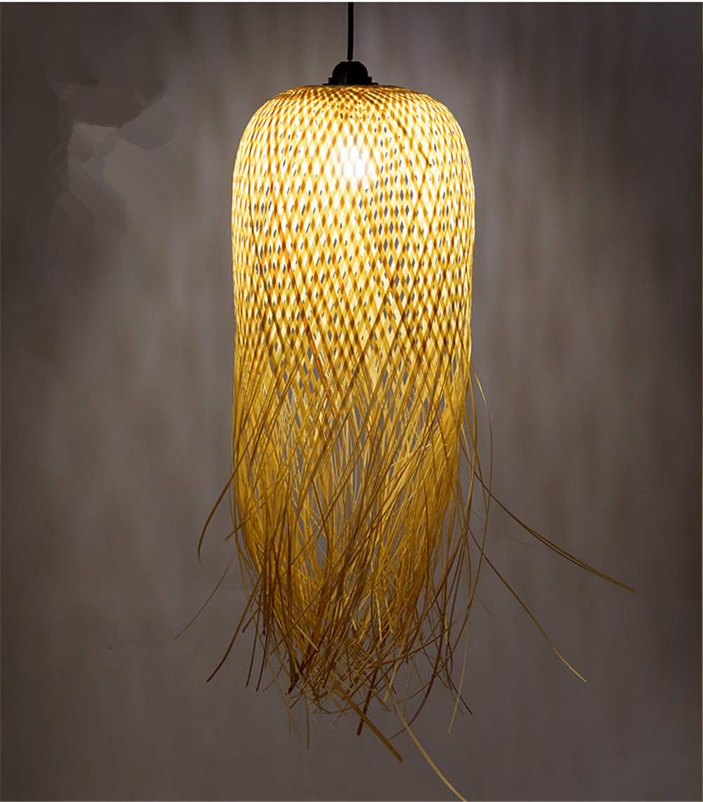 TPJJ for Lamp,Hand-Woven Bamboo During Light,Creative Rattan Lampshade,Ceiling Pendant Ligh,Chandelier,Ceiling Light Shade-b H62xd25cm(24x10inch)