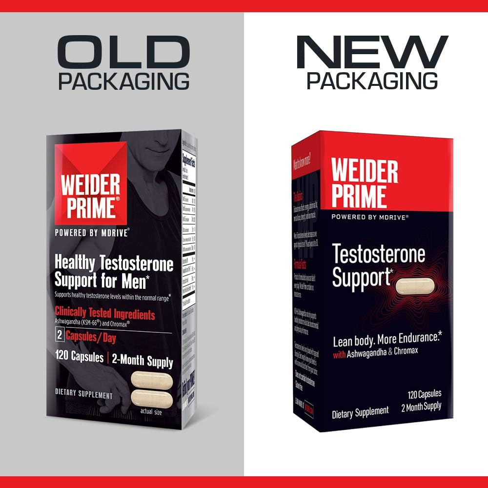 Weider Prime Testosterone Supplement for Men, Healthy Testosterone Support to Help Boost Strength and Build Lean Muscle, 120 Capsules: Health & Personal Care