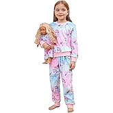 QPANCY Matching Doll & Girls Fleece Pjs Set kids Fall Winter Long Sleeve Sleepwear 2 Piece Pajamas