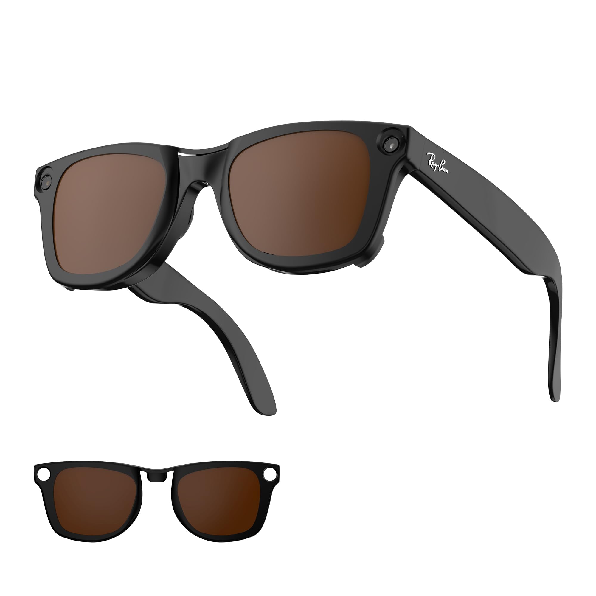 Photo 1 of HIBLOKS Polarized Clip-ons for Ray-Ban Meta Wayfarer (RW4008 & RW4012 Large 53-22), Discoloration Clips Compatible with Ray-Ban Meta Wayfarer Gen 2 Protect Your Eyes, Cool and Fashion (Large, Brown)