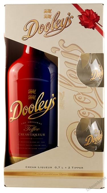 Dooleys Toffee Cream Liqueur 17% 0,7l im Geschenkset mit 2 Gläsern