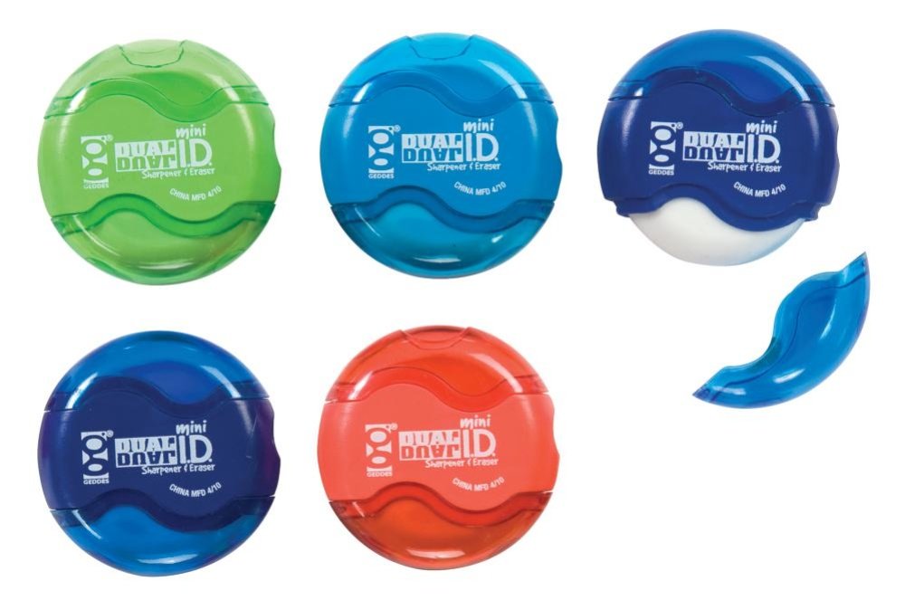Raymond Geddes Mini Dual ID Pencil Sharpener and Eraser, 24 Pack (68157)