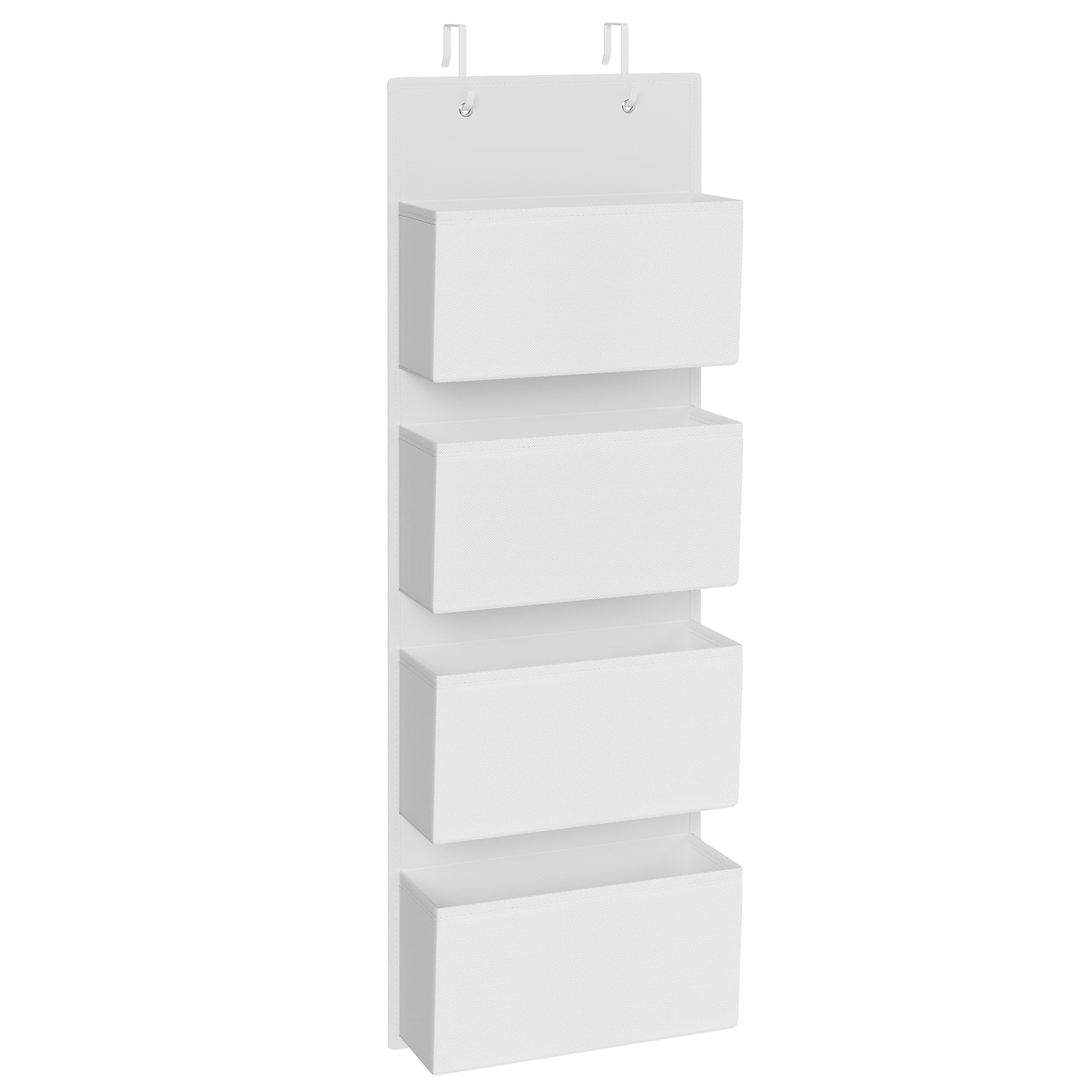 SONGMICS Over Door Storage Organiser, Wardrobe Storage Organiser, Behind Door Hanging Organiser, 4 Pockets, for Bedroom, Office, Pantry, Kitchen, 12 x 33.5 x 100 cm, Cloud White RDH004W01