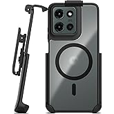 Encased SlimShield for Moto G 2025 Case with Belt Clip - Dual Hybrid Translucent Cover and Phone Holster (Black)