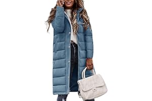 Xukk Womens Quilted Puffer Jacket Winter Warm Coat Hooded Thicken Full Zip Puffy Padded Coats Fashion Long Thermal Outerwear