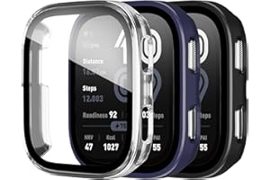 HQzon 3 Pack Case Compatible with Amazfit Bip 6 Smartwatch Case,PC Material with Built in Tempered Glass Screen Protector Compatible with Amazfit Bip 6