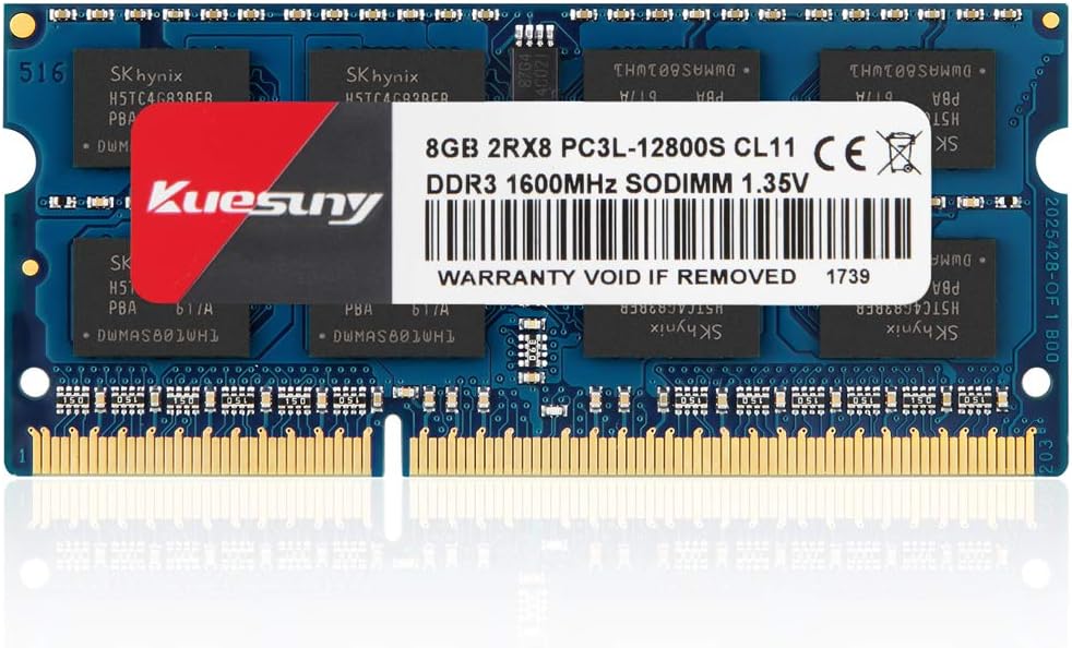 Kuesuny 8GB DDR3L 1600MHz Sodimm RAM PC3L 12800 Laptop Memory 204-Pin 1.35V