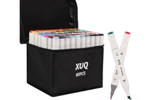 XUQ Alcohol Markers, 80 Colors Dual Brush Tip Permanent Art Markers, Coloring Marker, for Book Painting Card Making, Christmas gift for Adults Kids 8-12 Great Value Pack for Beginners