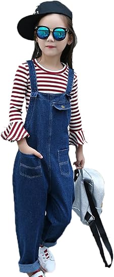 Amazon Meng Fan ガールズ サロペットデニム カジュアルデニム パンツ 女の子 キッズ 子供 ロングパンツ ジーンズ オーバーオール 長ズボン パンツ 通販