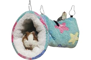LEFTSTARER Guinea Pig Accessories Sugar Glider Cage Accessories Hamster Rat Toys Ferret Hammock Hanging Tunnel for Small Animals （Green-Star）