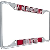 Desert Cactus The Ohio State University License Plate Frame OSU Buckeyes Holder for Front or Back of Car Metal Car Tag Holder Officially Licensed (Slogan 1)
