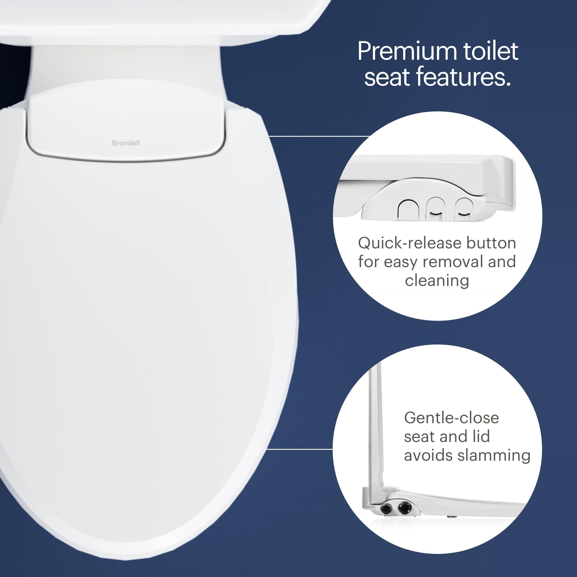 Brondell Swash Bidet Toilet Seat, Non-Electric, Dual Temperature, Fits Round Toilets, White – Dual Nozzle System – with Easy Installation