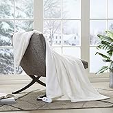 Serta Heated Throw Blanket - Reversible Fleece to Sherpa Electric Blanket, Fast Heating, Auto Shut Off Timer, Multi Heat Setting, ETL Certified, Machine Washable, Ivory 50"x 60"