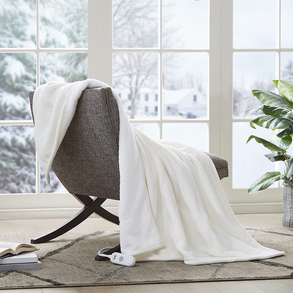 Serta Heated Throw Blanket - Reversible Fleece to