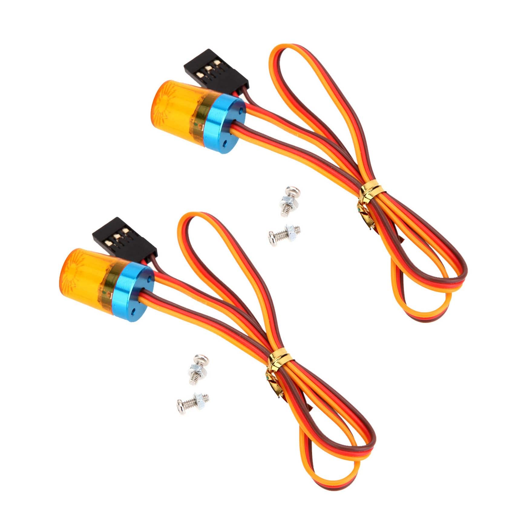 KEEDA 2 Pack RC LED Police Flash Lights Circular Strobe Alarm Lamp for 1/8 1/10 1/12 1/16 RC Model Police Car Truck (Yellow)