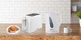 Daewoo Essentials Plastic 1.7 L Kettle and 2 Slice Toaster Set White view 2