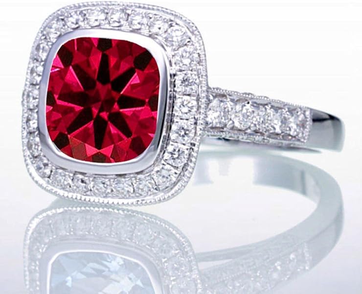 1 5 Carat Cushion Cut Ruby And Diamond Halo Vintage Engagement