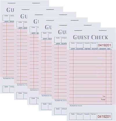iHMeiju 6 Pack Guest Checks 300 Sheets Red Waiter Order Pads Restaurant Food