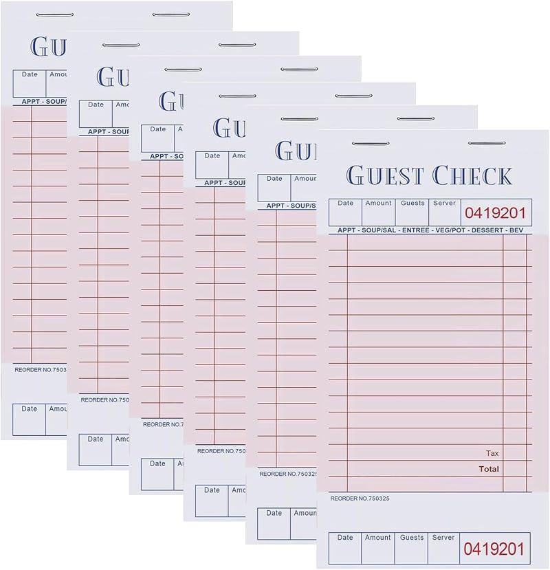 iHMeiju 6 Pack Guest Checks 300 Sheets Red Waiter Order Pads Restaurant Food