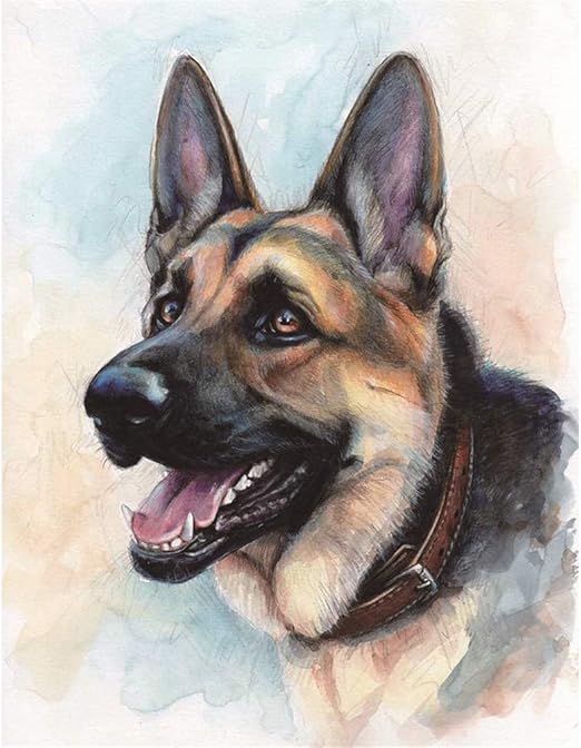LeePakQ DIY Diamond Painting Dog Full Drill German Shepherd Paint with Diamonds Dog
