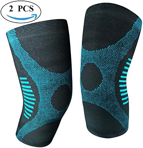 JforU Athletics Knee Brace Compression Sleeve Support - 1 Pair for Running, Jogging, Basketball, Sports, Joint Pain Relief, Arthritis and Injury Recovery Blue,Medium One Pair