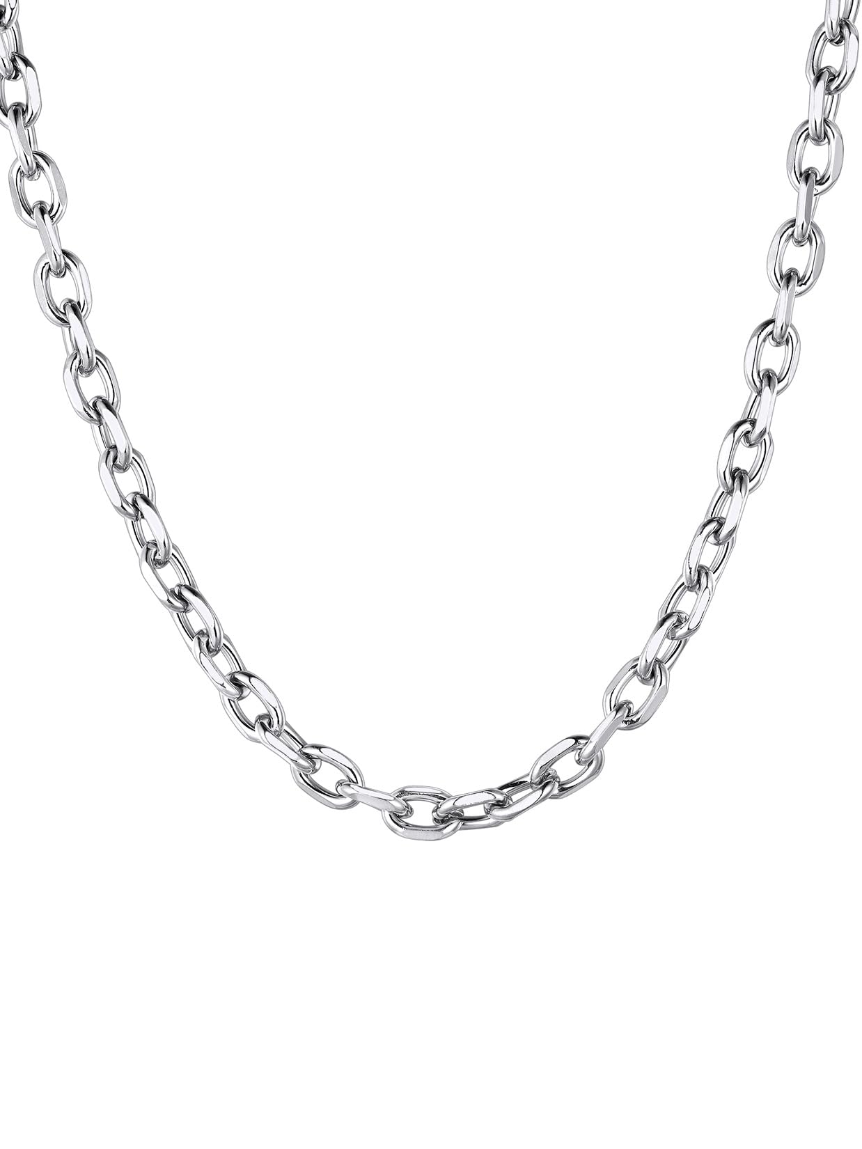 Silver Link Chain Necklace for Women Mens Stainless Steel Chains