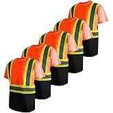 TanBridge Men's High Visibility Shirts 5 Pack Work Safety Reflective Shirts for Men Construction T-Shirt Short Sleeve Yellow