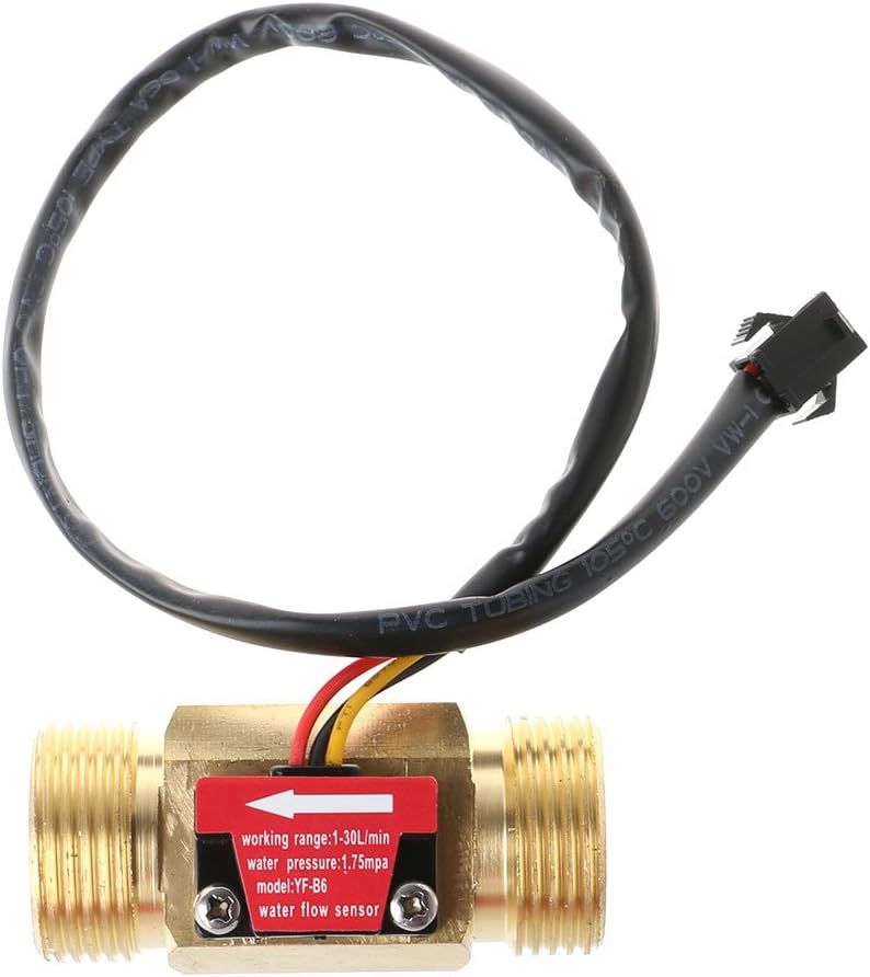 ESden Water Flow Sensor G3/4" Hall Flowmeter Switch DN20 1-30L/min Liquid Flow Meter