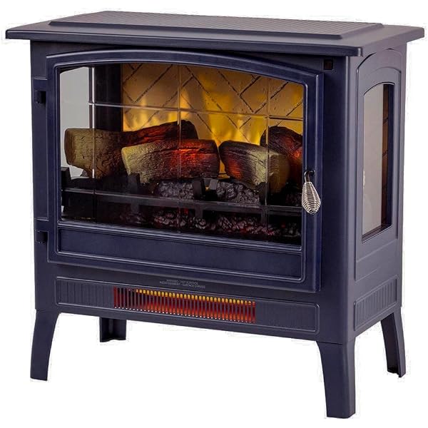 Amazon.com: Country Living Infrared Freestanding Electric Fireplace Stove  Heater in Navy Blue | Provides Supplemental Zone Heat with Remote, Multiple  Flame Colors, Metal Design with Faux Wooden Logs : Home u0026 Kitchen