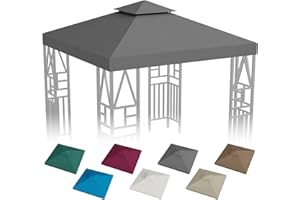 ERFEI Gazebo Canopy Replacement 10x10ft Outdoor Shelter for Smaller Top Double Tiered Canopy Cover (Darkgrey)