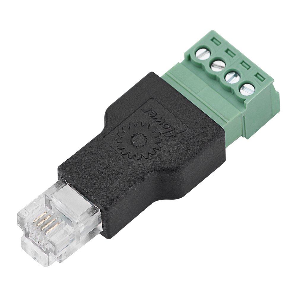 ASHATA Ethernet Connector, Ethernet Cable Connector RJ11 6P4C Male to 4 Pin Screw Terminal Connector