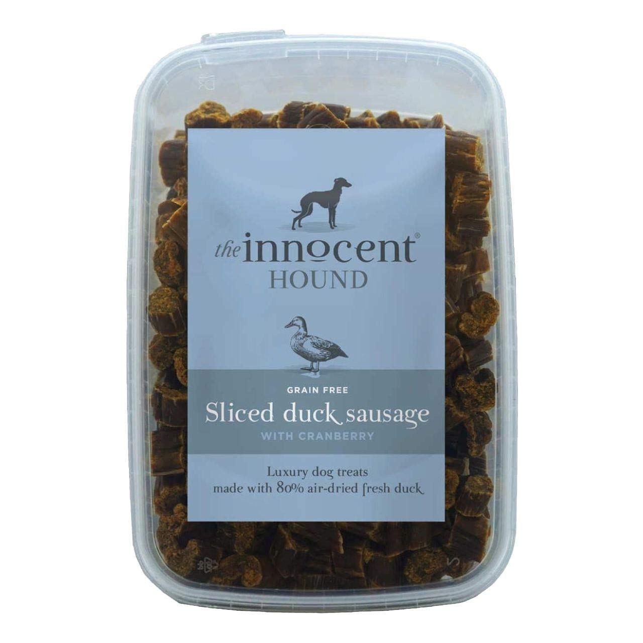The Innocent Hound Sliced Duck Sausages | Premium British Duck with Cranberry | Soft, Tasty & Air Dried Treats | Grain-Free & Hypoallergenic | Dog Sausages | 600g