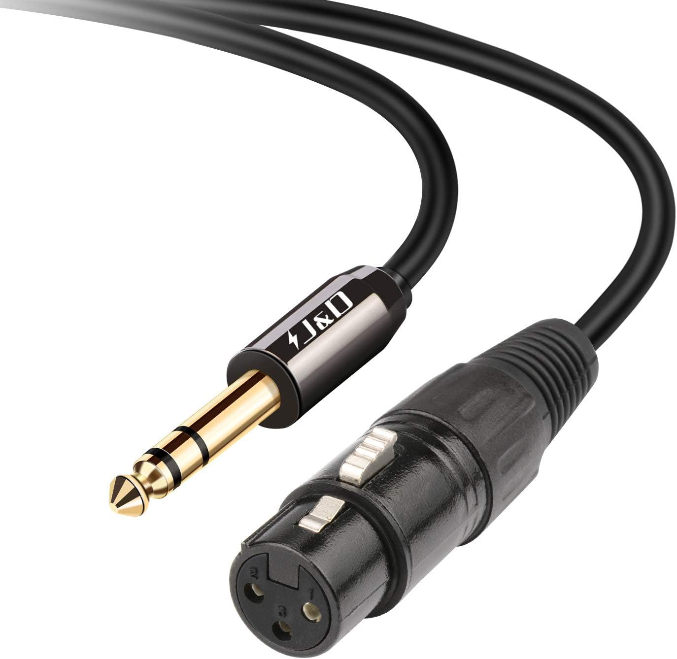 J&D XLR Female to 1/4 Inch 6.35mm TRS Stereo Jack Cable