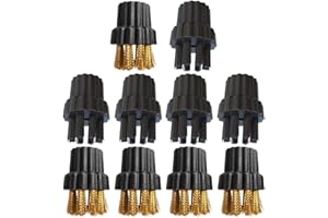 Yardwe 10PCS Steam Mop Brush Head, Brass Brush Head Replacement Parts Accessories Mop Parts Mop Accessories (M8 Hairbrush x5, M8 Copper Brush x5)