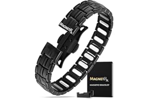 MagnetRX® Magnetic Bracelets for Men - EllipseMAX 5X Strength 5,000 Gauss Magnets - Designed in USA & Patent Pending - Premium Titanium Mens Magnetic Bracelet & Adjustable Length (Black)