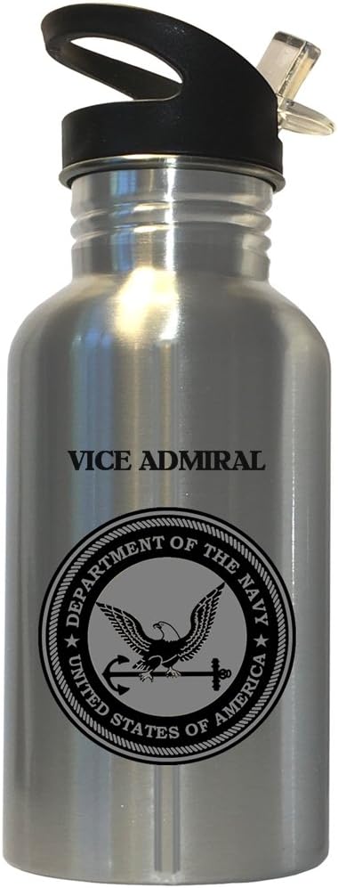 Custom Image Factory Vice Admiral - US Navy Stainless Steel Water Bottle Straw Top, 1030