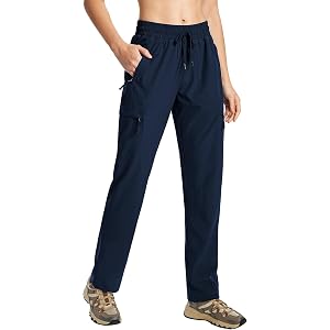 KWZ Womens Hiking Pants Lightweight Cargo Pants | Quick Dry Water Resistant Travel Casual Safari Athletic Pants Zipper Pocket