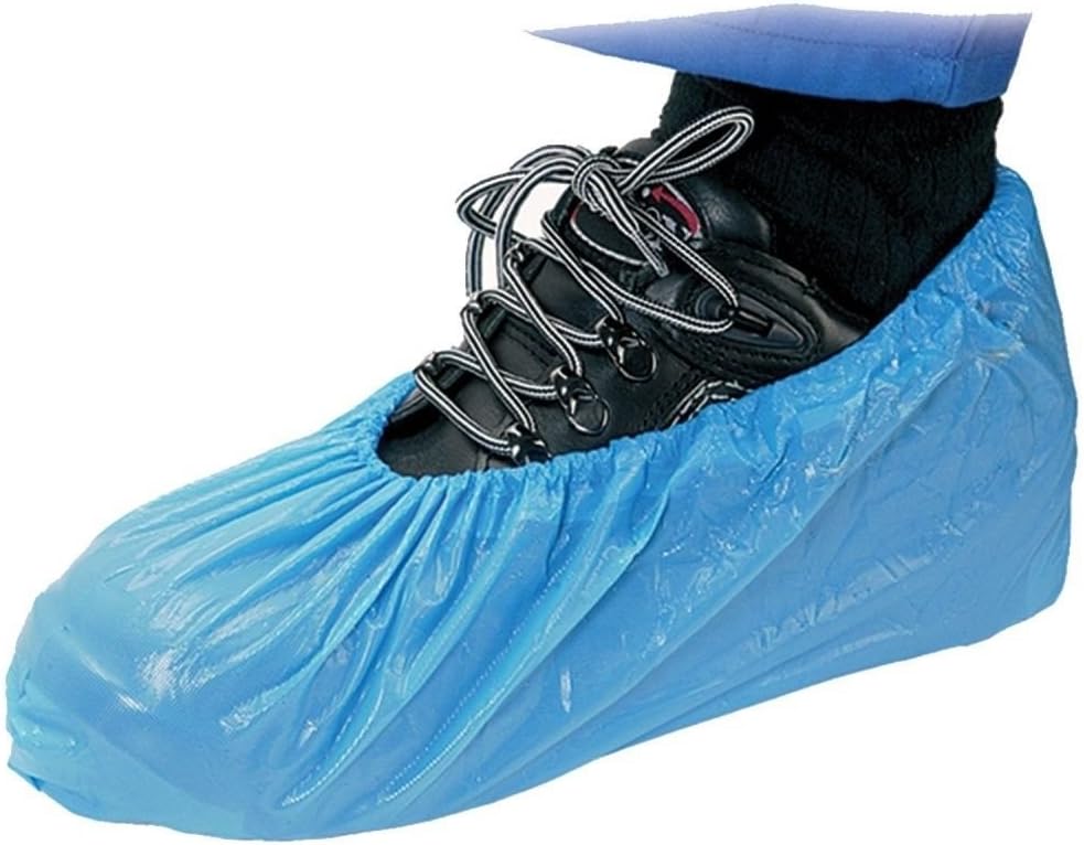 Disposable Plastic Shoe Covers Overshoes, Blue, 36 cm Size