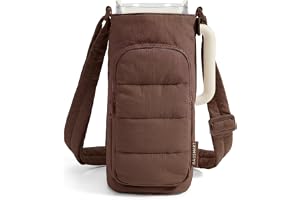 BAGSMART Magnetic Water Bottle Holder with Strap, Gym Accessories for Women | Magnetic or Classic Design, Lightweiht Tumbler Drink Carrier, Quilted Crossbody Purse
