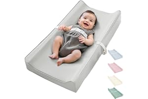 NAVARI Vegan Leather Waterproof Baby Changing Pad - Wipeable, Extra Thick & Portable & Non-Slip Diaper Mat for Dresser, Crib, Travel | Soft & Safe (Gray)