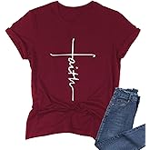 BABEGO Womens Causal Faith Printed T-Shirt Christian Graphic Tees Short Sleeve Tops